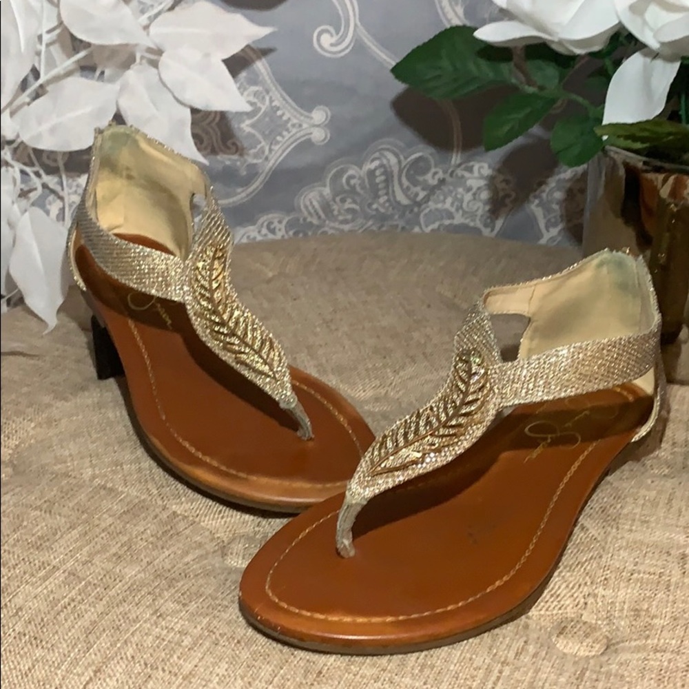 Jessica Simpson gold sandals